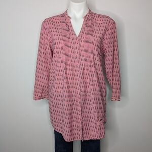 Sundance pink 1/2 sleeve button up cotton shirt M